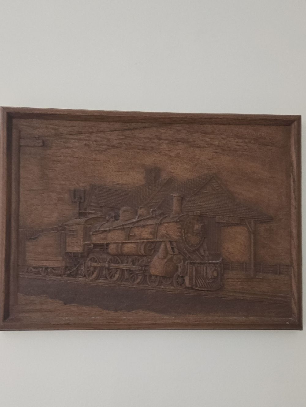 Vintage Kim Murray Wood Carving Train Relief – Canada Series Railway Wall Art